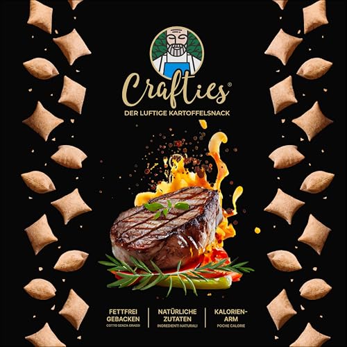 Crafties Chips, kalorienarme Kartoffelchips, fettfrei gebacken, gesunde Snacks zum Abnehmen, natürliche Zutaten - 6x 60g -BBQ