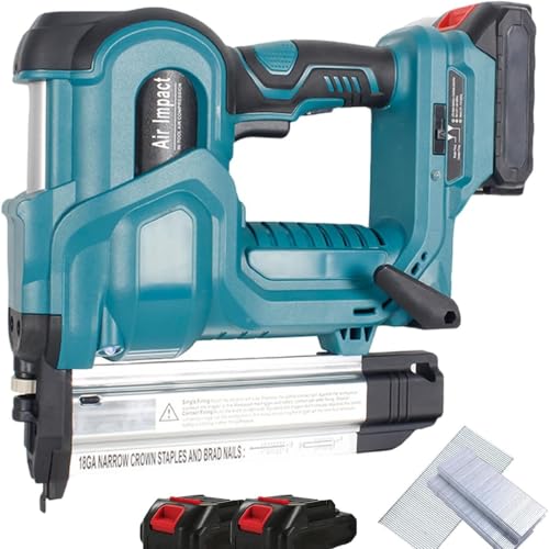 oiakus Cordless Pin Nailer, Electric 2-in-1 Handheld Nail Gun, Woodworking Brad Nailer, Nailing Depth Adjustable, with Auxiliary Lighting,with 2 Batteries, for Carpentry, Interior Decoration