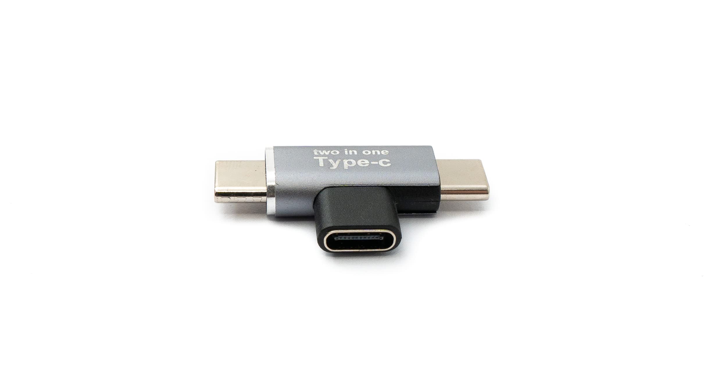 System-S USB 3.1 Y adapter typ C gniazdo na 2 x wtyczka kątowa kabel w kolorze szarym
