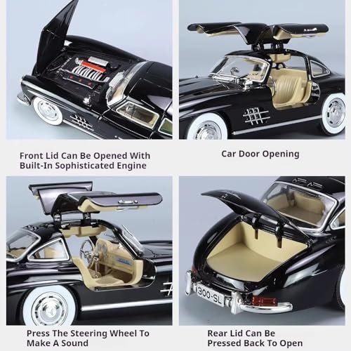 Image of Alokik Enterprise 1:24 Marcedees Benz 300SL Diecast Metal Pull Back Car with 4 Openable Doors with Sound and Light Toy Decoration car Best Gift Toys for Kids 【Colors as Per Stock】