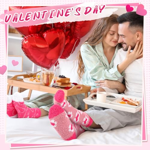 18 Pairs Valentine's Day Fuzzy Socks for Women in Bulk Cozy Red Pink Heart Socks Fluffy Galentines Day Gifts Bulk3
