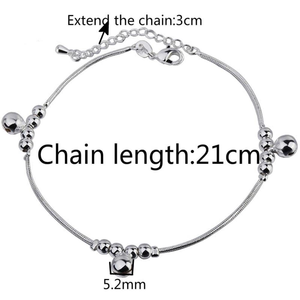 cavigliera Cavigliere da donna Braccialetti da donna in argento 925 Braccialetti da ragazza con design a sfera per gioielli Cavigliera regalo di compleanno per feste