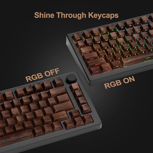Image of XVX PBT Keycaps - Side Print Shine Through Custom Keycaps 60 65 75 100 Percent, Retro Dye Sub & Double Shot Key caps Set 126 Keys, Cherry Profile for Mechanical Keyboard, Walnut Textures
