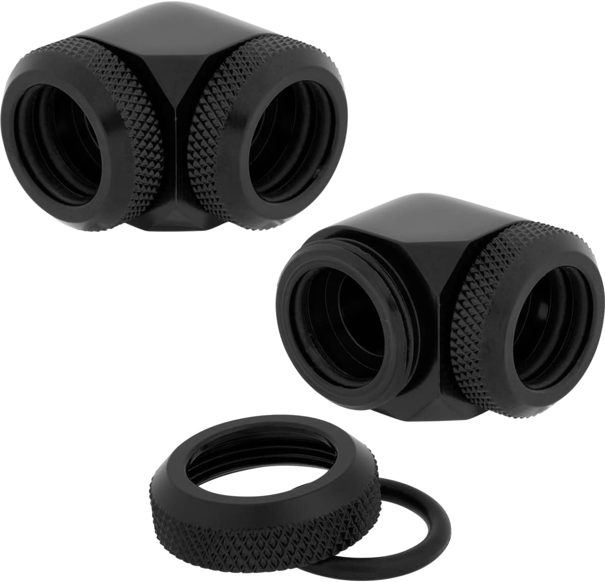 Corsair Hydro X Series XF Hardline 90° 14mm OD Fitting Twin Pack — Black