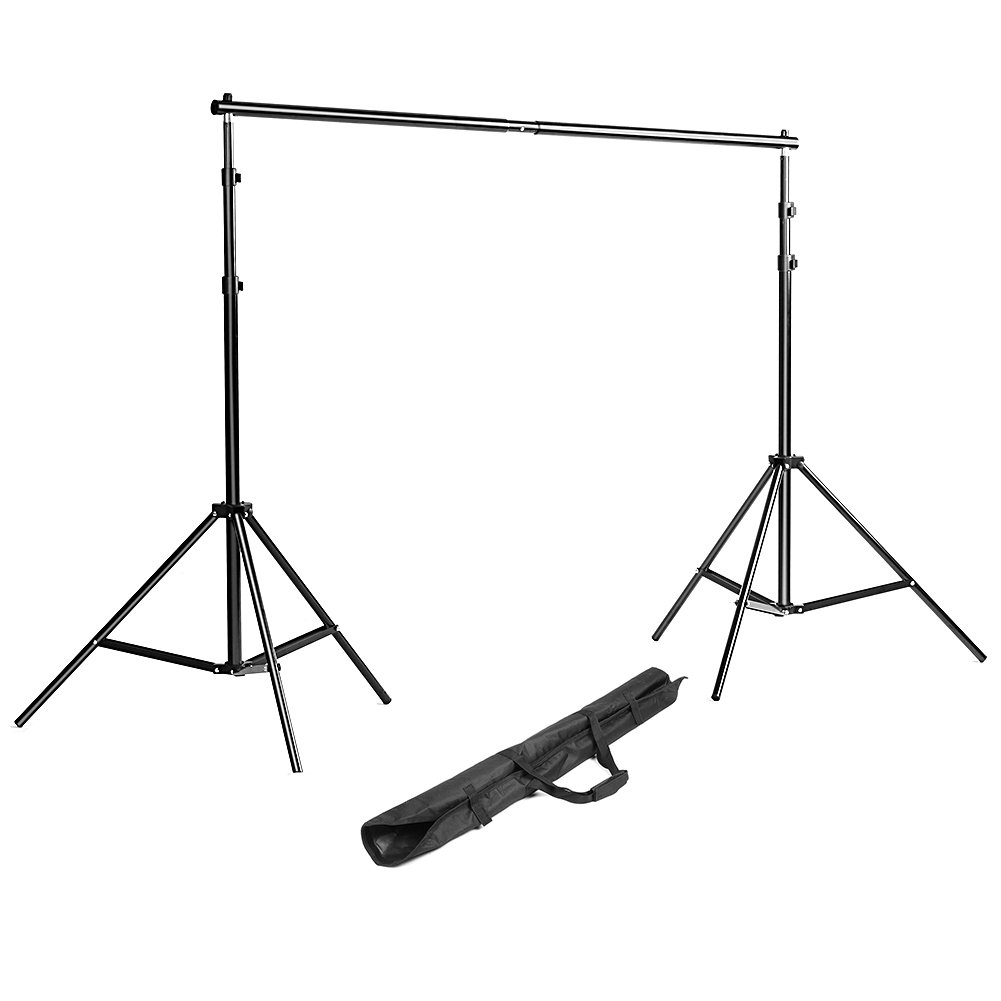 Neewer 2 x 2 metri Sistema di Supporto Decori con Sfondo di 1,8 x 2,8 metri (Bianco/Nero/Verde) e Morsetto di Fissaggio per Fotografia Ritratto Video Riprese