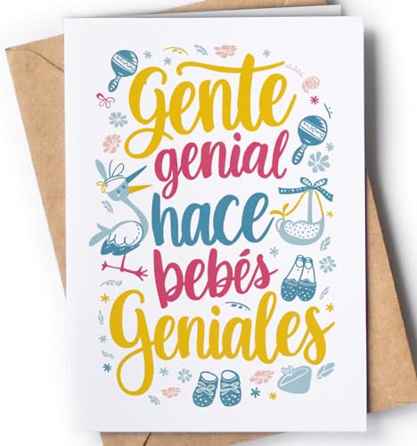 Greeting Cards for Everyone Tarjeta para nacimiento de bebe - Tarjeta para baby shower - Postal de nacimiento de bebé recién nacido - Tarjeta para niño o niña recién nacido - Gente Genial EU 52