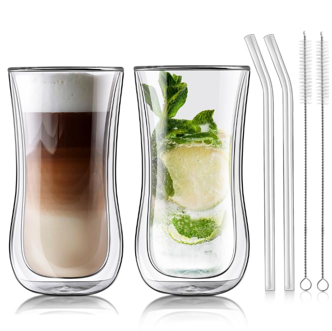 Joeyan Glass Double Walled Beer Drinking Glasses...