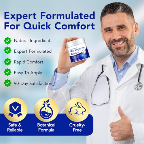 Neuropathie Creme Extra Starke 120g - Nervenschmerzen Relief Creme für Füße, Beine, Hände - zur Massage von Gelenken & Muskeln - Reich an natürlichen Extrakten (1)