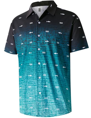 ELETOP Men's Hawaiian Shirt Summer Stretch Short Sleeve Tropical Beach Button Down Casual Shirt