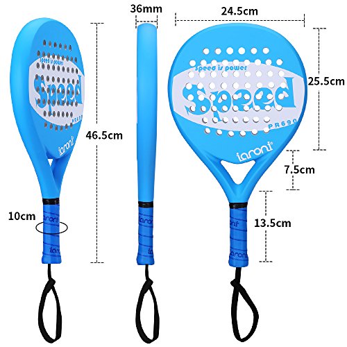 ianoni Tennis Padel Beach Racket Tennis Paddle with Carbon Fiber Face and EVA Memory Foam Core-Used Interchangeably for Paddle（Padel ） and Paddle Tennis（POP Tennis） - Thumbnail 4