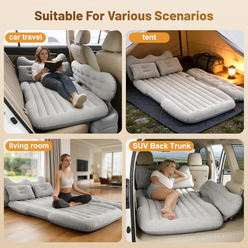 Image of Onirii Inflatable Car Air Mattress Bed | Inflatable SUV Camping Sleeping Pad for Truck Back Seat,Blow Up Backseat Car Mattress with Air Pump for Van Rear Seat
