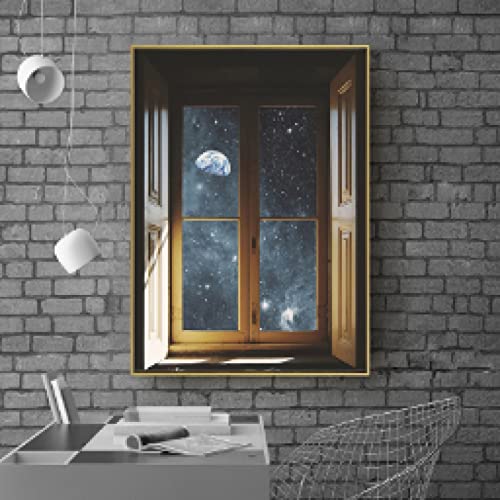 Toile murart paysage de fenêtre pour salon et chambre déco moderne 70x100 cm sans cadre