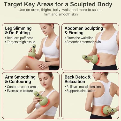 Image of HANNEA Lymphatic Drainage Massager & Anti-Cellulite Tool for Legs, Arms, Belly Sculpting Machine 4-in-1 Electric Cupping Massager with Heat Reduces Stretch Marks Rechargeable Green