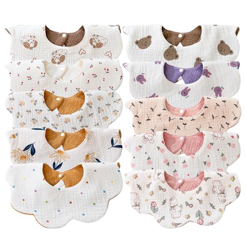 Image of DOSMINE Muslin Baby Bibs for Drooling and Teething Newborn Drool Bibs for Baby Girl Boy