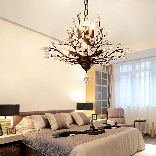 Lustres en cristal clair 9 têtes plafonnier design noir moderne - 7