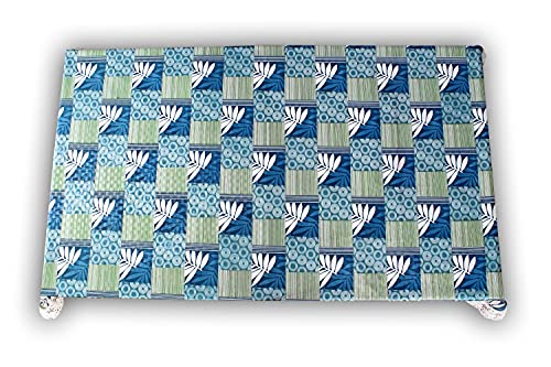 Image of The Furnishing Tree Waterproof PVC Rectangle Shaped Center Table Cover WxL 40x60 inches Surface Pattern Blue with White Border lace