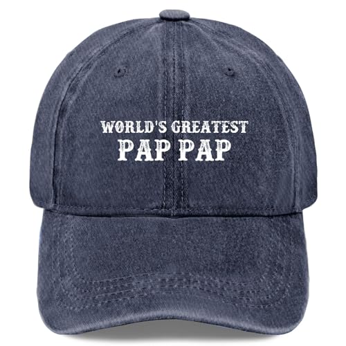 KHMCURP Worlds Greatest Pap Pap Hat for Men Funny Baseball Hat Funny Birthday Gifts for Women Navy Blue