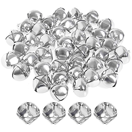 Ofoen, campanellini da slitta, per la festa di Natale, le decorazioni, i gioielli fai da te, il bricolage, dimensioni di 25 mm, confezione da 40 Silver