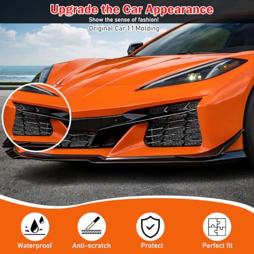 Image of 3PCS Front Radiator Mesh Grille Guard Insert Compatible with for Corvette C8 Z06 2023+ /E-Ray 2024+ Accessories,Honeycomb Aluminum Front Bumper Air Intake Screen Vent Protector (Black)