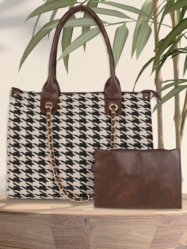 MINI-WESST-Womens-Printed-Synthetic-Leather-Tote-Bag-for-Office-College-and-Party-Black