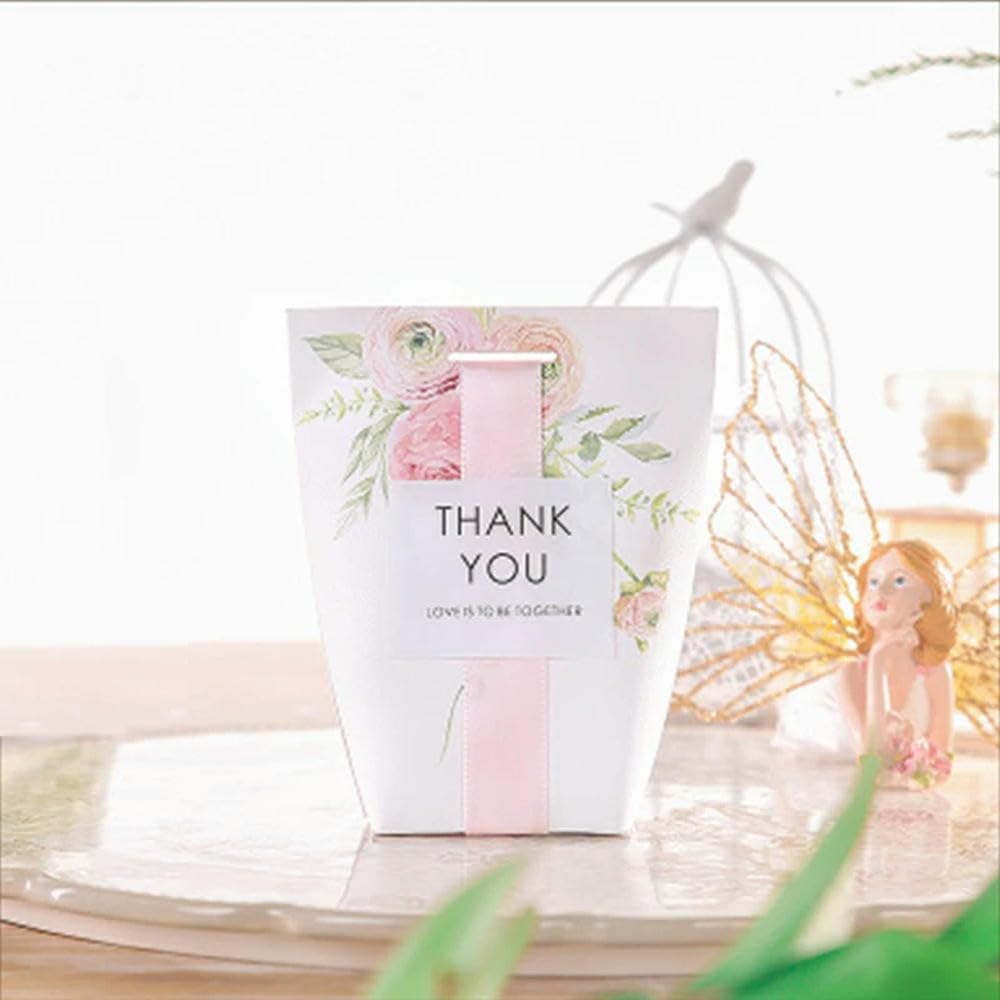 50/100 cajas de regalo de boda, cajas de papel para regalos de baby shower, cajas de dulces con flores rosas