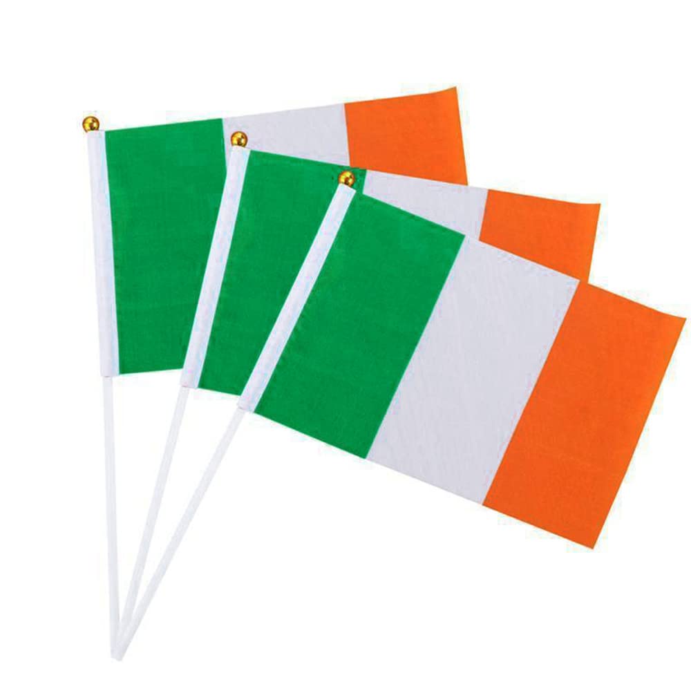 50 Pieces Small Ireland Stick Flag Hand Held Bunting Flag St Patrick's Day Irish Supporter Sports Waving Flag Football Fans Festival Celebration Party Parades 14x21cm Desk Car Decoration - Image 2