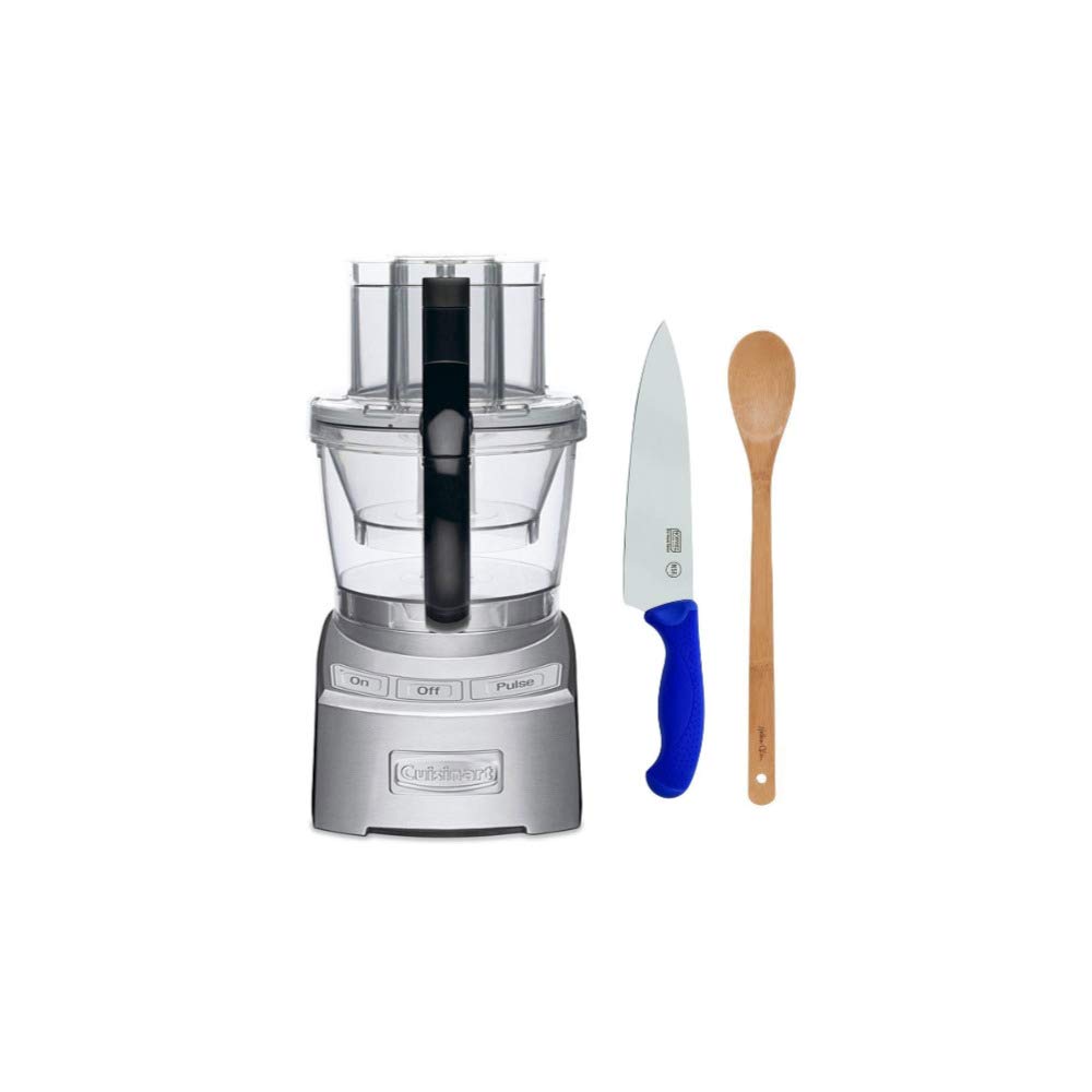 Cuisinart FP-12DCN Elite Collection 12-Cup Food Processor (Die Cast) with Bamboo Spoon and Chef Knife Bundle (3 Items)