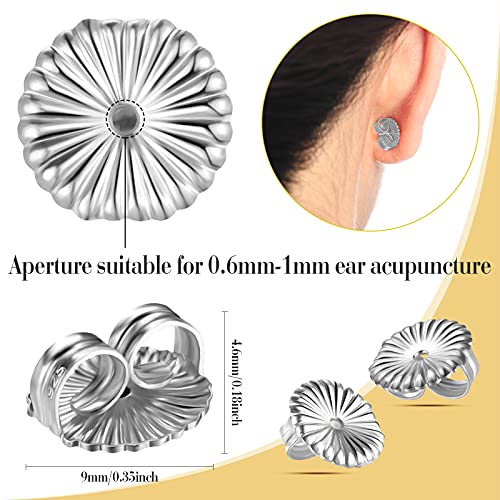 8 Pieces Earring Backs For Droopy Ears Large Earring Backs For Studs Replacement Secure Earring Lifters For Heavy Earring (Platinum,9 Mm) #TOP2