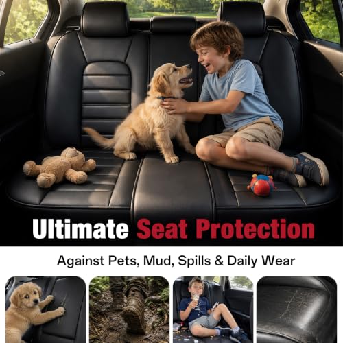 Image of Leather Front Seat Covers for Toyota Camry 2015-2026, Black