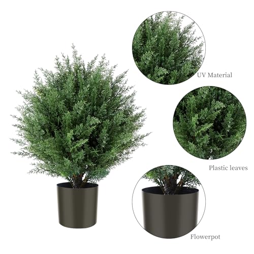 Lxnrmhch YWFZ-015 Artificial Cedar Topiary Ball Tree 17''T Artificial Pine Tree Potted Shrubs Uv Resistant Outdoors Plant thumb #1