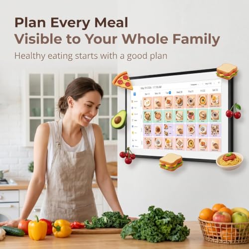 Image of LOOFII 15.6 Inch Smart Digital Calendar - 1920x1080 Full HD Touchscreen Calendar & Family Planner with Chore Chart & Meal Planner, Wall-Mountable (Black White)