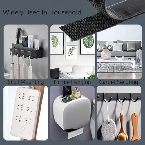 Image of Dual Lock Strips with Adhesive 1 in x 4 in 4 Pairs Mounting Strips Fasteners Hook & Loop Strips SJ3550CF Heavy Duty Interlocking Black Mushroom Mounting Tape