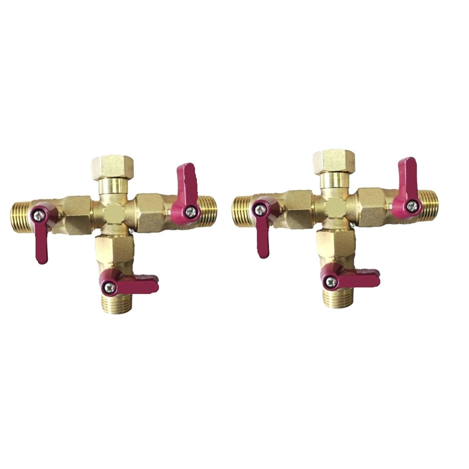 Distribuidor de tubería Agua, 2 uds., 1/2 Pulgada, 1, unión Tira Cobre, Junta en T, Cuatro vías, una Entrada, Doble Salida, Tres Salidas para Grifo, Manguera de Jardín(Size 2)