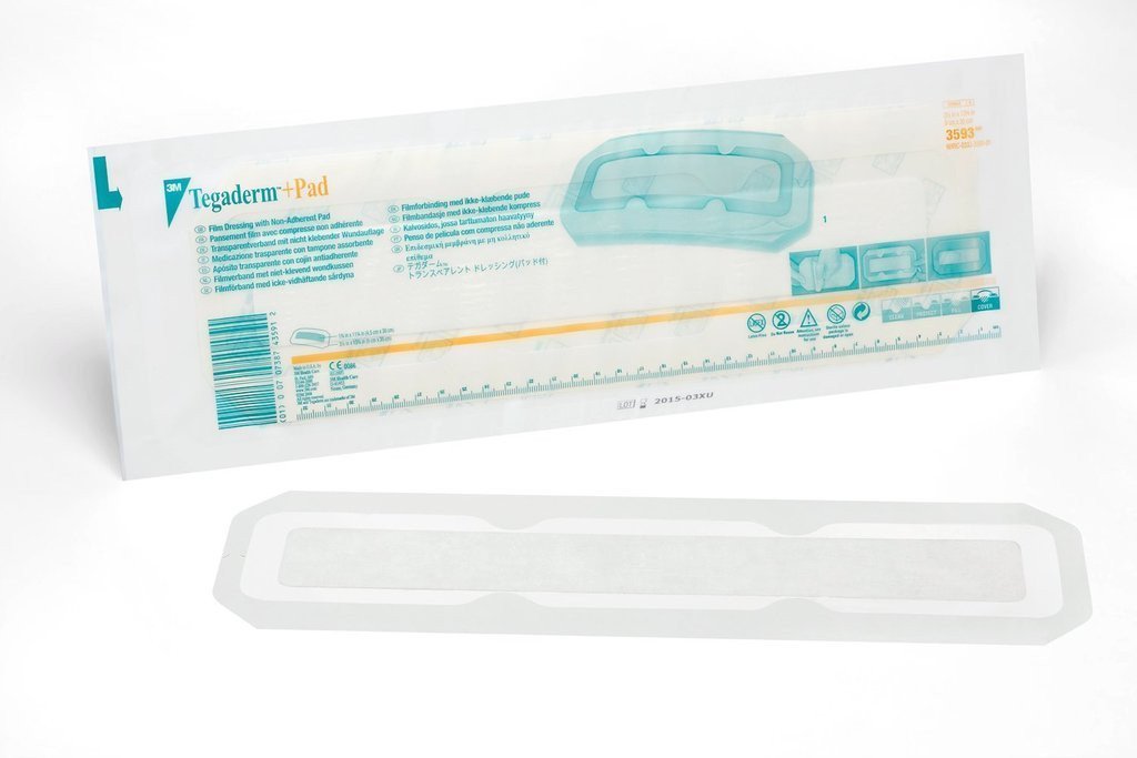 TEGADERM Plus +PAD 3M Film Dressing 9cm x 35cm x1 - Transparent/Waterproof/Non-Adh Pad