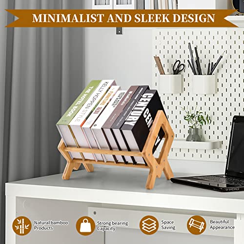 Bamboo Desktop Bookshelf - Compact Tabletop Bookcase For Small Spaces - Desk Organizer X - Mini Wooden Bookcases For Home And Office - Book Display Rack For Kids (Wood, Green) #TOP3