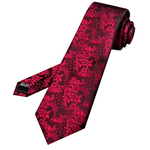 Image of Barry.Wang Floral Ties for Men Flower Necktie with Tie Clip Formal