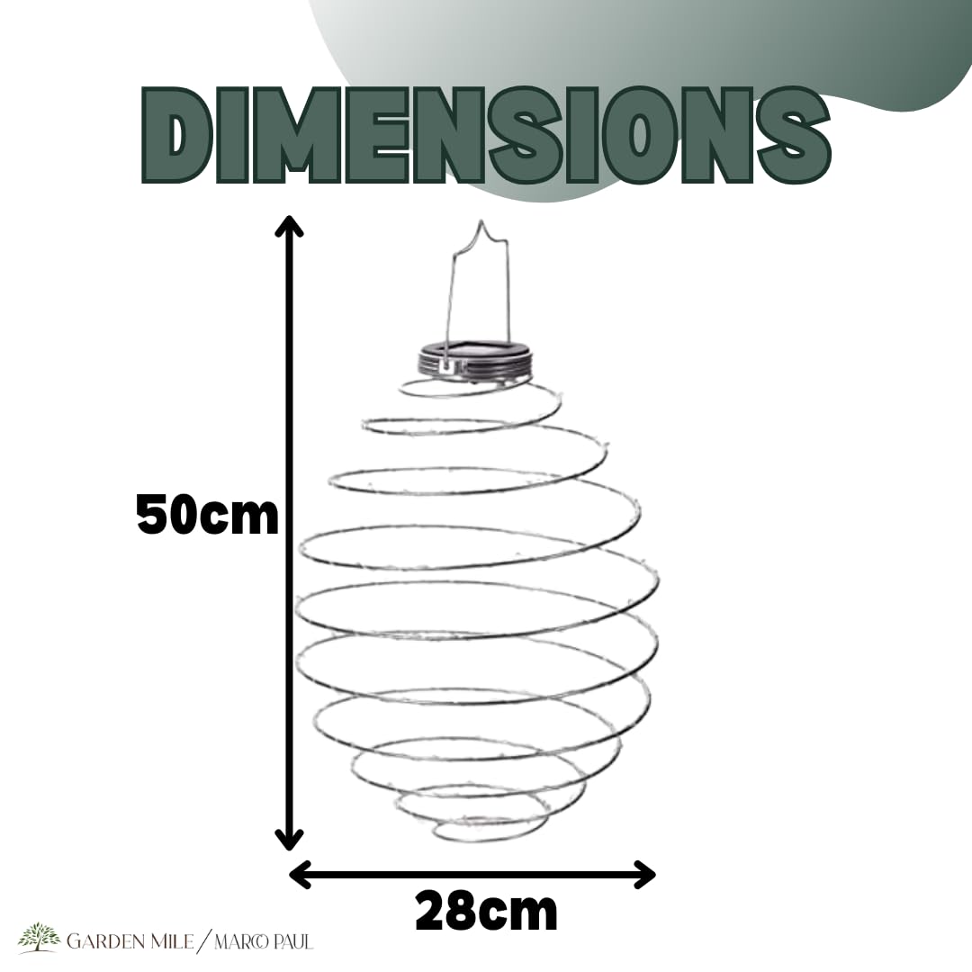 Garden Mile Hanging LED Solar Light Light Up Spiral Lantern Outdoor Solar Hanging Lights Garden Lighting for Wedding Parties Spiral Solarpowered Garden Lanterns Firefly Effect Lighting - Image 4