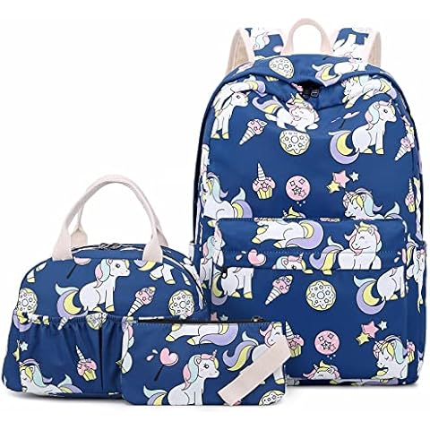 Joyfulife Unicorn Backpack for Girls Backpack with Lunch Box Kids Backpack for School Lightweight Water Resistant kindergarten Elementary Bookbags School Bag Set Cover