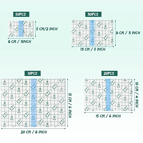 100 Pieces Transparent Stretch Adhesive Bandage Waterproof Bandage Clear Protective Shower Patch Film Cover Bandages Tattoo Aftercare Bandage Adhesive Wrap, 4 Sizes (3, 5, 6, 8, Inch) #TOP1