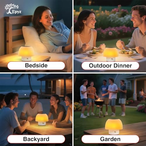 Image of Epyz Solar Table Lamp Rechargeable Outdoor Solar Lamps for Patio Waterproof, Dimmable Warm White and RGB LED Patio Lamp for Outside Terrace (Pack of 2)