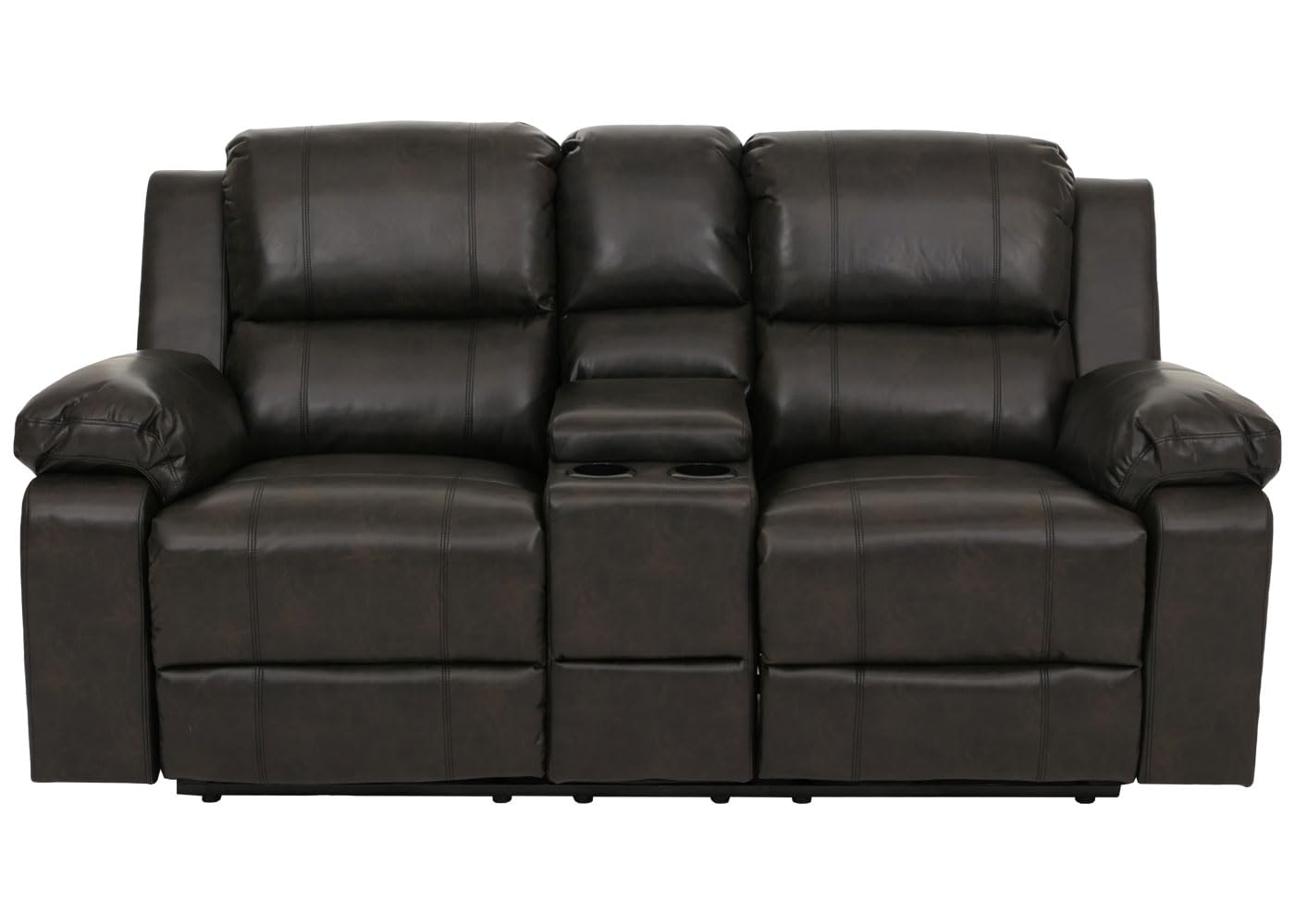 Mendler 2er Kinosessel HWC-H29, Relaxsessel Fernsehsessel Zweisitzer, Getränkehalter Soft Touch Kunstleder MVG - schwarz-braun