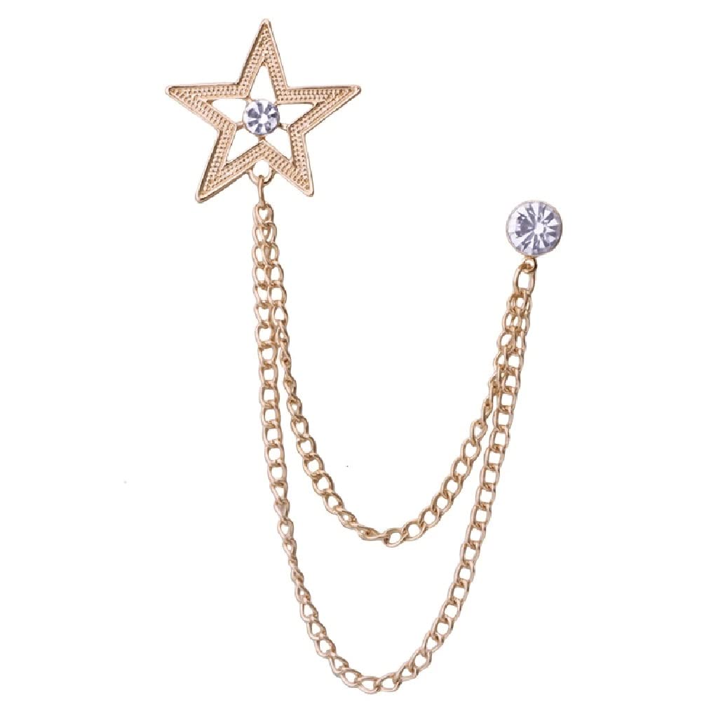 Stern-Brosche, Quastenkette, Anstecknadel, Broschen, Anzug, Hemd, Abzeichen, Korsage, Herren-Accessoires, Geschenke