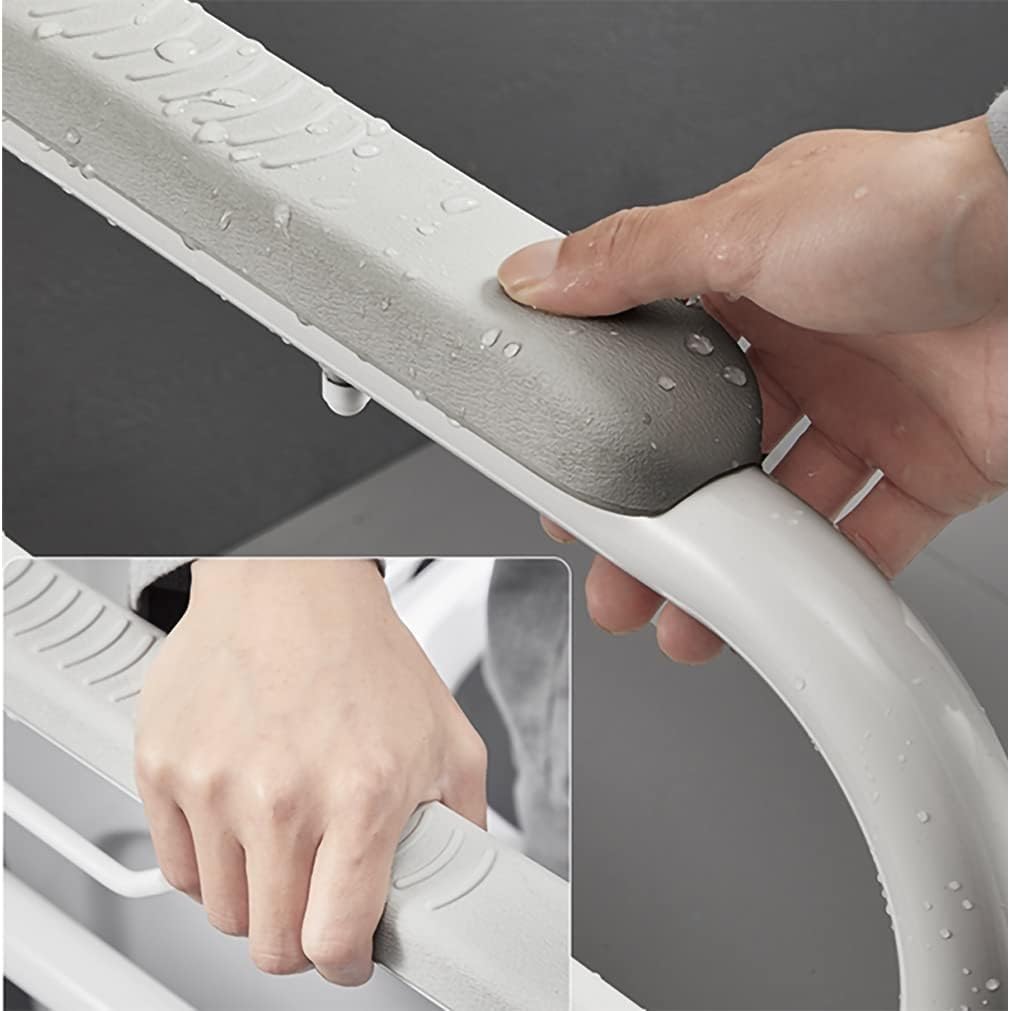Barra de sujeción Asidero de pared seguro WC plegable Asidero de sujeción plegable antideslizante Ayuda de pie de seguridad con portarrollos de papel higiénico para mujeres embarazadas personas mayore