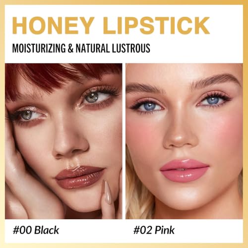 Image of evpct 2Pcs Brown&Pink Honey Lipstick Moisturizing Lip Balm for Older Women