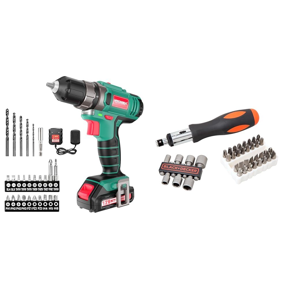Perceuse visseuse sans fil 12V et tournevis a cliquet Black Decker noir