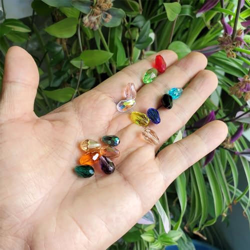 Image of 8x12mm Teardrop Glass Beads for Jewelry Making, 300pcs Faceted Vertical Hole Shape, Crystal Prism Beads for Pendants Bracelets Necklaces Earring