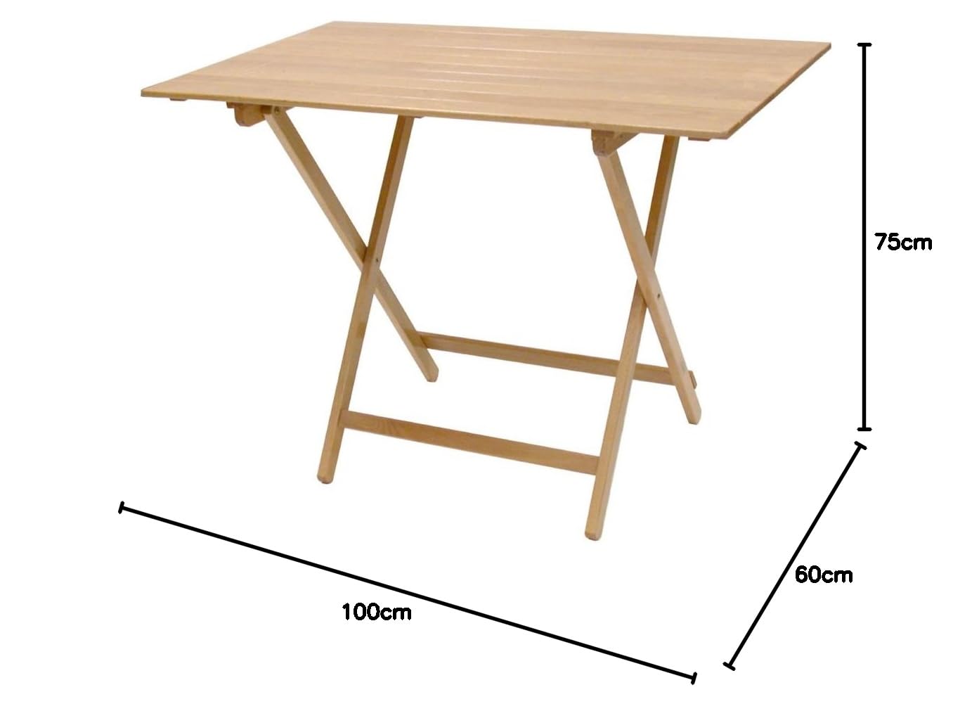 SF SAVINO FILIPPO Tavolo tavolino pieghevole 100x60 cm richiudibile legno naturale in faggio con listelli per campeggio casa giardino pic nic