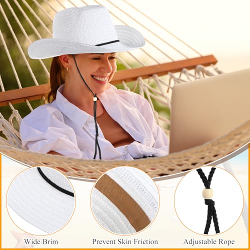 Image of JaGely 15 Pcs Straw Cowboy Hats Wide Brim Summer Hat Women Men Country Accessories for Western Themed Party Concerts Birthday