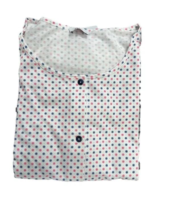 PDA Camicia da Notte Mezze Maniche in Puro Cotone Made in Italy