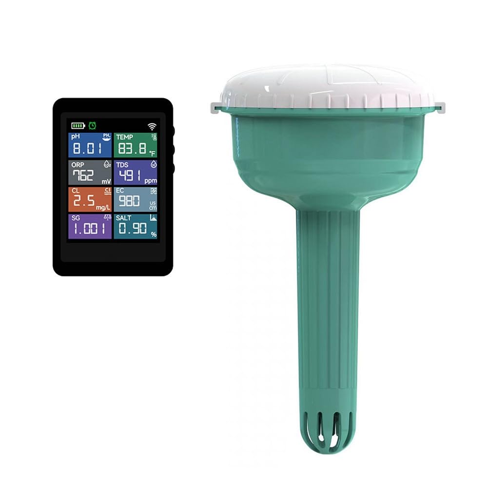 Aundhegrtt As Shown 7 In 1 Pool Water Monitor With 2.8" Lcd 2.8" Lcd Tuya Wifi App Floating Wireless Pool Tester Swimming Pool Water Test Kits